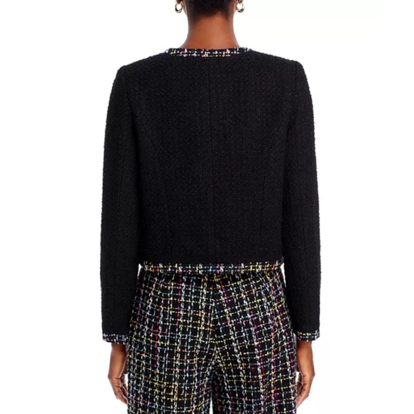 AQUA Tweed Jacket Black Career Button Front Blazer Cropped XS‎ - Picture 3 of 9